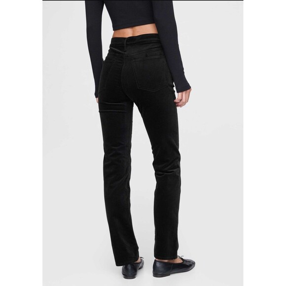 New Gap Velvet Pants Size 12 Tall 90s Straight High Rise Black 5-Pocket Y2K Warm - Picture 2 of 12